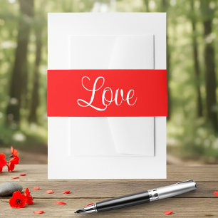 Liebe Rotes Minimalistisches Romantisches Hochzeit Einladungsbanderole