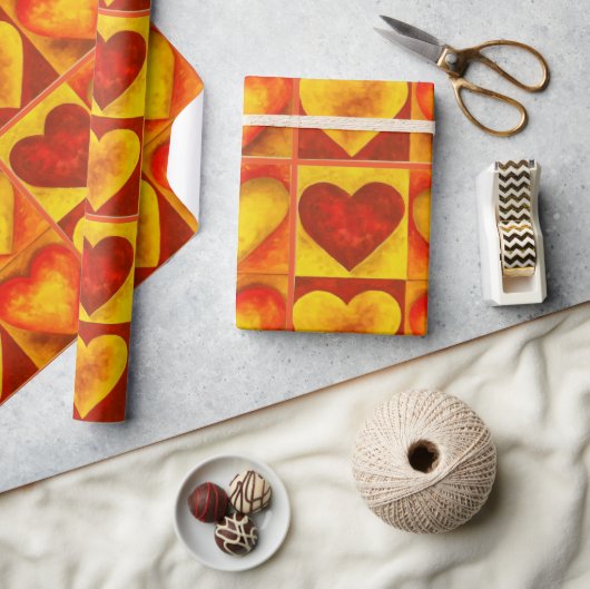 Liebe Rotes Orangefarbenes Wasser Geschenkpapier (Kunsthandwerk)