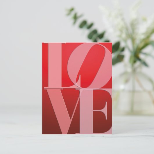 Liebe Rotes Rotes Rosa Postkarte (Stehend Vorderseite)