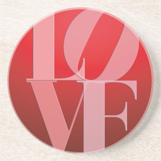 Liebe Rotes Rotes Rosa Sandstein Untersetzer (Vorne)