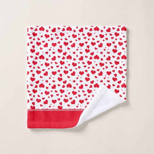 "Liebe" rotes und weißes Random Herzstück Random M Badhandtuch Set (Waschlappen)