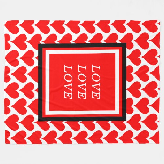 Liebe Rotherz-Grenzmuster Fleecedecke (Vorderseite (Horizontal))