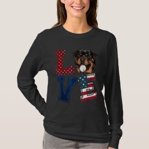 Liebe Rottweiler American Flag Patriotic 4. Juli T-Shirt