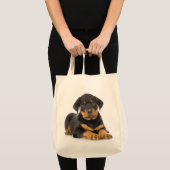 Liebe Rottweiler Welpen Hund Leinwand Tote Tasche (Vorderseite (Produkt))