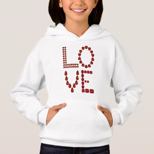 Liebe - Ruby Gemstone Lettern Hoodie (Vorderseite)