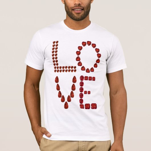 Liebe - Ruby Gemstone Lettern T-Shirt (Vorderseite)