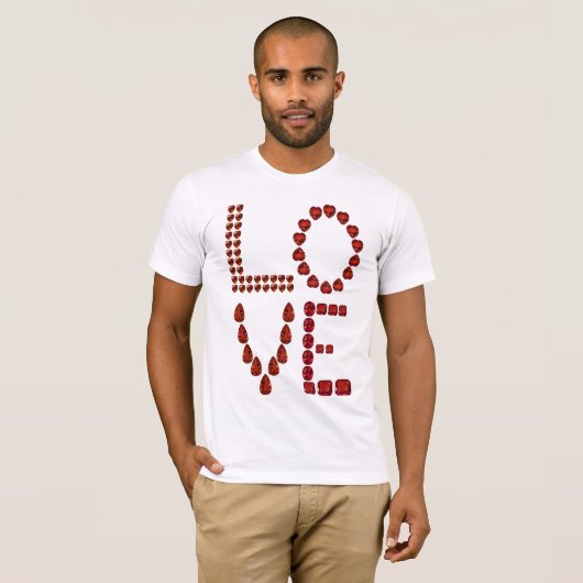 Liebe - Ruby Gemstone Lettern T-Shirt (Vorne ganz)