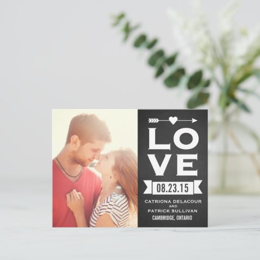 LIEBE Rustikale Halbpension | Save the Date Postka Ankündigungspostkarte (Stehend Vorderseite)