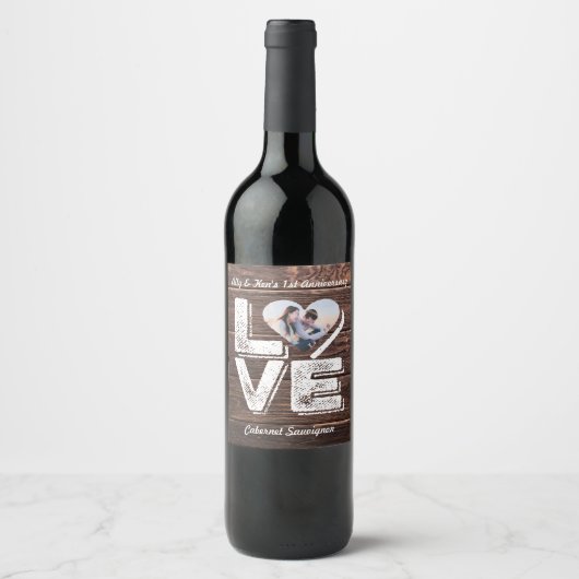 Liebe Rustikales Foto Weinetikett (Vorderseite)