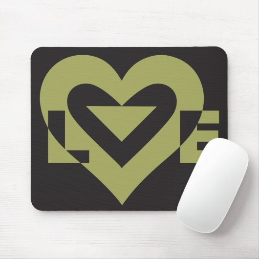 Liebe Sage Green auf Schwarz Mousepad (Mit Mouse)