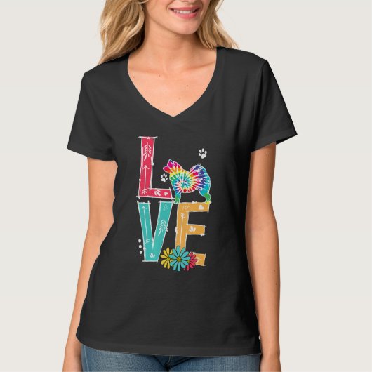 Liebe Samoyed Gefärbte Krawatte Regenbogen Samoyed T-Shirt (Vorderseite)