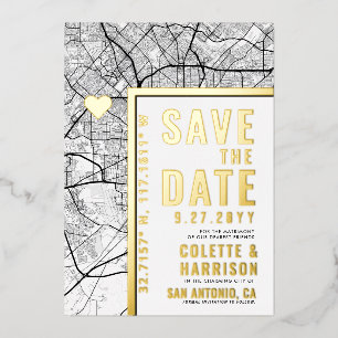 Liebe San Antonio   Hochzeitsstichtag speichern Folieneinladung