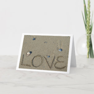 Liebe Sand Writing Beach Card Feiertagskarte