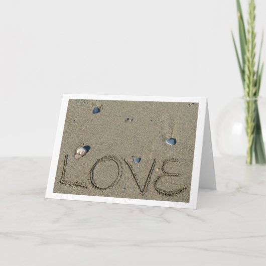 Liebe Sand Writing Beach Card Feiertagskarte (Vorderseite)