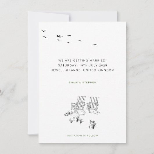 Liebe Sandy Beach Minimal Wedding Save The Date (Rückseite)