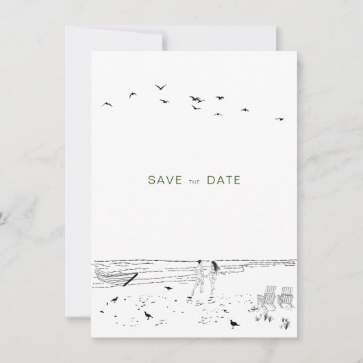 Liebe Sandy Beach Minimal Wedding Save The Date (Vorderseite)
