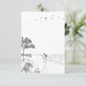 Liebe Sandy Beach Minimallinie Art Wedding Dankeskarte (Stehend Vorderseite)