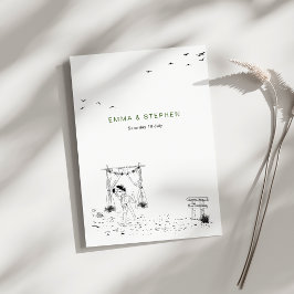 Liebe Sandy Beach Minimallinie Art Wedding Einladung