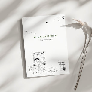 Liebe Sandy Beach Minimallinie Art Wedding Einladung