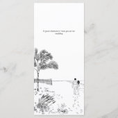 Liebe Sandy Beach Minimallinie Art Wedding Menükarte (Rückseite)