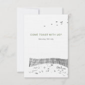 Liebe Sandy Beach Minimallinie Art Wedding RSVP Karte (Vorderseite)