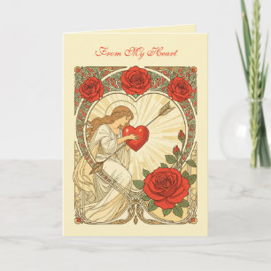 Liebe, sanft gehaltene Vintage-Art-Nouveau-Romanti Karte
