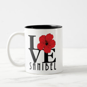 LIEBE Sanibel Florida Roter Hibiskus 111oz Zweifarbige Tasse