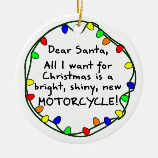 Liebe Sankt-Motorrad-Weihnachtsverzierung Keramik Ornament (Vorne)