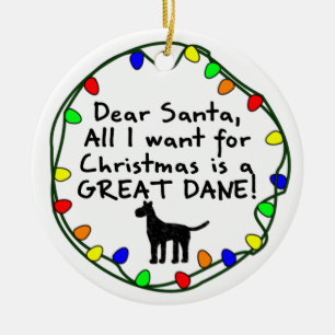 Liebe Santa Great Dane Keramik Ornament