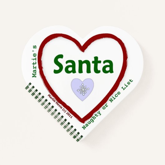 Liebe Santa (Herz-geformt) Spiral-Notebook Notizblock (Vorderseite)