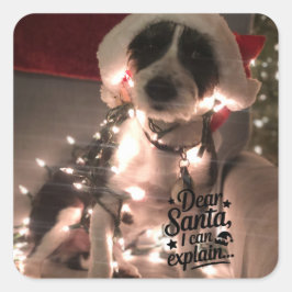 Liebe Santa I kann erklären (Hund) Quadratischer Aufkleber