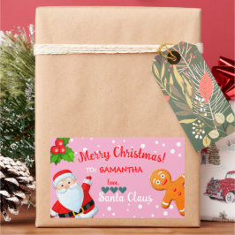 Liebe, Santa & Lebkuchen Benutzerdefinierte rosa W Rechteckiger Aufkleber