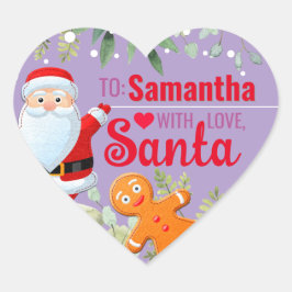 Liebe, Santa Lebkuchen Weihnachten Lila Herz-Aufkleber