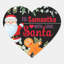Liebe, Santa Lebkuchen Weihnachten Schwarz Herz-Aufkleber