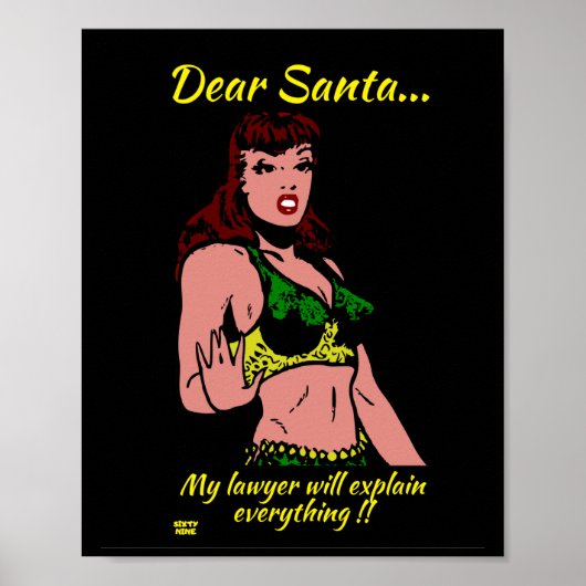 LIEBE SANTA.. MEIN ANWALT WIRD... lustige Weihnach Poster (Vorne)