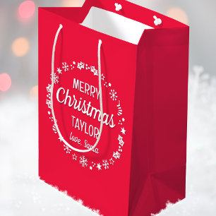 Liebe Santa Merry Weihnachts Individuelle Name Red Mittlere Geschenktüte