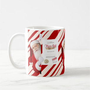 Liebe Santa Nice List Zertifikat Red Candy Stripe Kaffeetasse