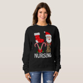 Liebe Santa Nursing Stethoscope Leopard Weihnachte Sweatshirt (Vorne ganz)