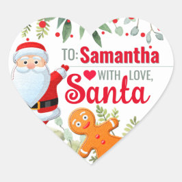 "Liebe, Santa" Weihnachtsgebäck personalisiertes W Herz-Aufkleber