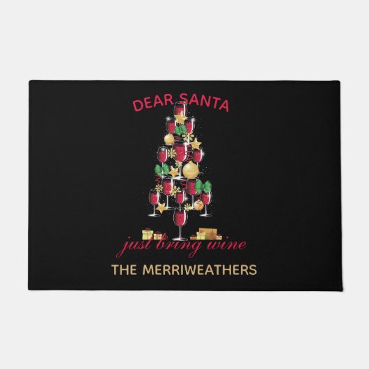 Liebe Santa Wine Weihnachtsbaum Illustration Fußmatte (Vorderseite)