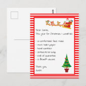 Liebe Santa Wish List Covid Quarantine Postkarte (Vorne/Hinten)