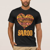 Liebe Sarod Orange Mandala Herz indische Musik T-Shirt (Vorderseite)