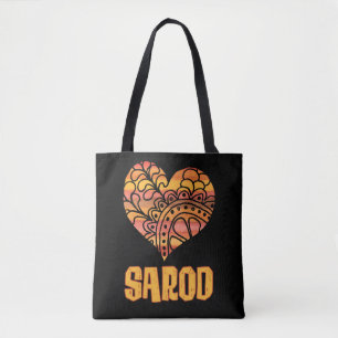 Liebe Sarod Orange Mandala Herz indische Musik Tasche