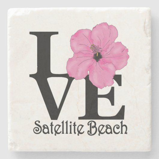 LIEBE Satellitenstrand-Rosa Steinuntersetzer (Vorderseite)
