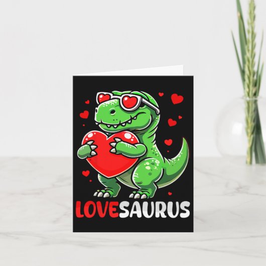 Liebe Saurus Niedlich T-rex Sungles Herz Valentins Karte (Vorderseite)