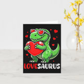 Liebe Saurus Niedlich T-rex Sungles Herz Valentins Karte (Gelbe Blume)