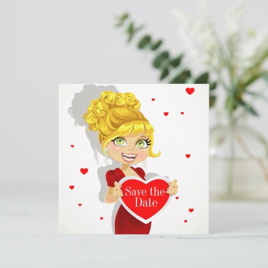 Liebe Save the Date Einladung (Stehend Vorderseite)