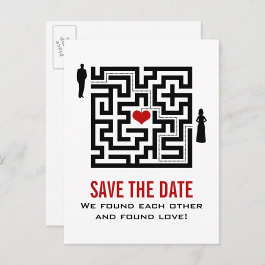 Liebe Save the Date Postkarte (Vorne/Hinten)