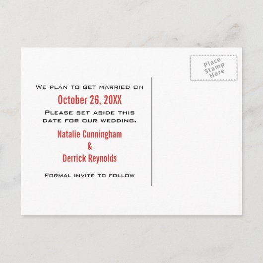 Liebe Save the Date Postkarte (Rückseite)