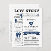 Liebe Save the Date Postkarte (Marine) (Vorne/Hinten)
